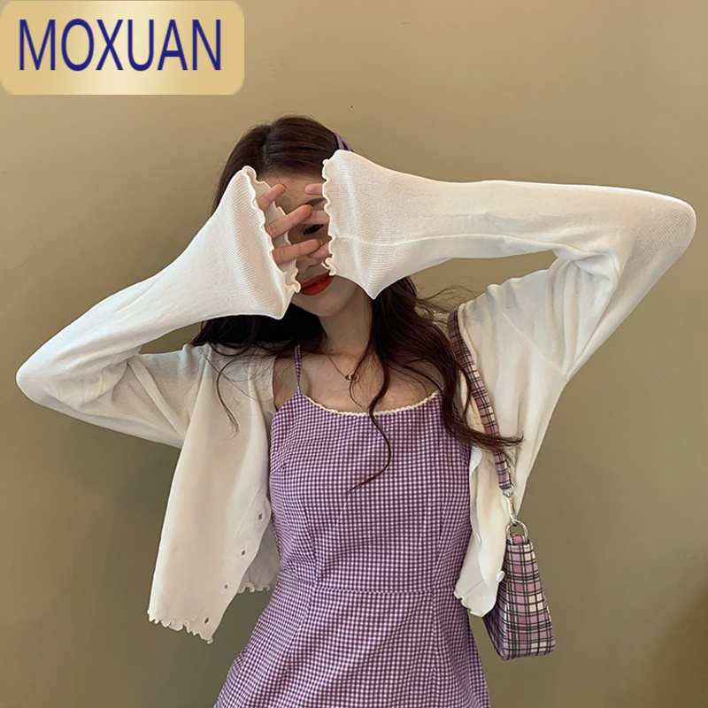 MOXUAN大码胖mm针织开衫女春夏季2022新款防晒披肩外套上衣bm空调衫外搭