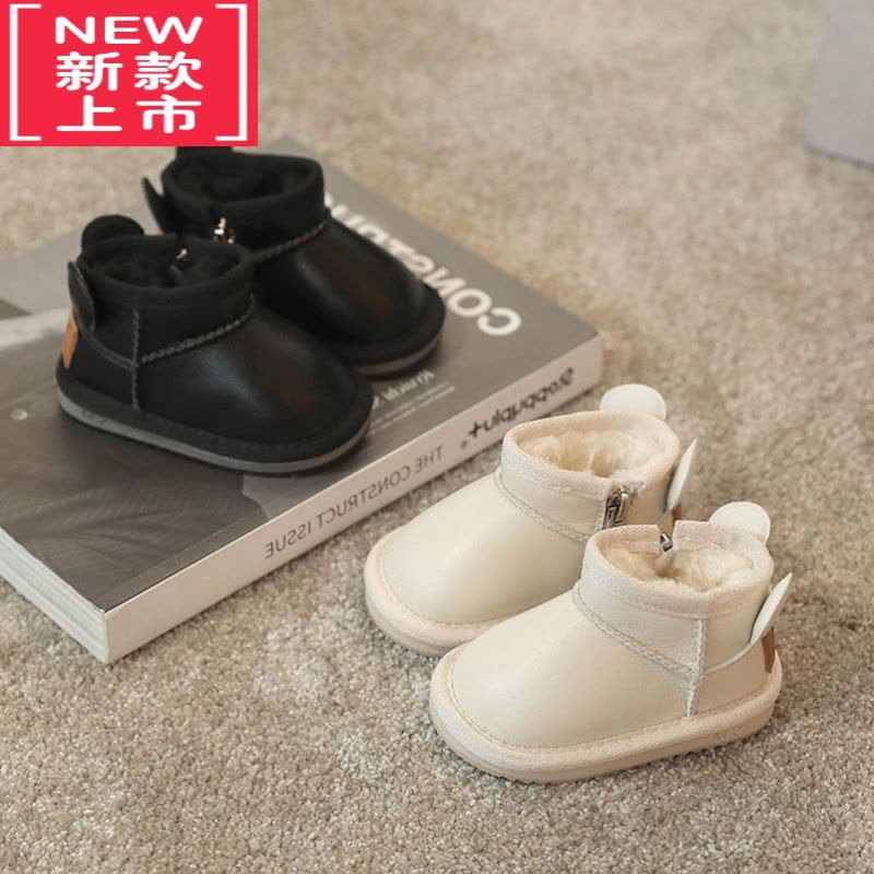 可莉允宝宝雪地靴儿童加绒加厚短靴男女童冬季款洋气软底小童学步棉鞋潮图片