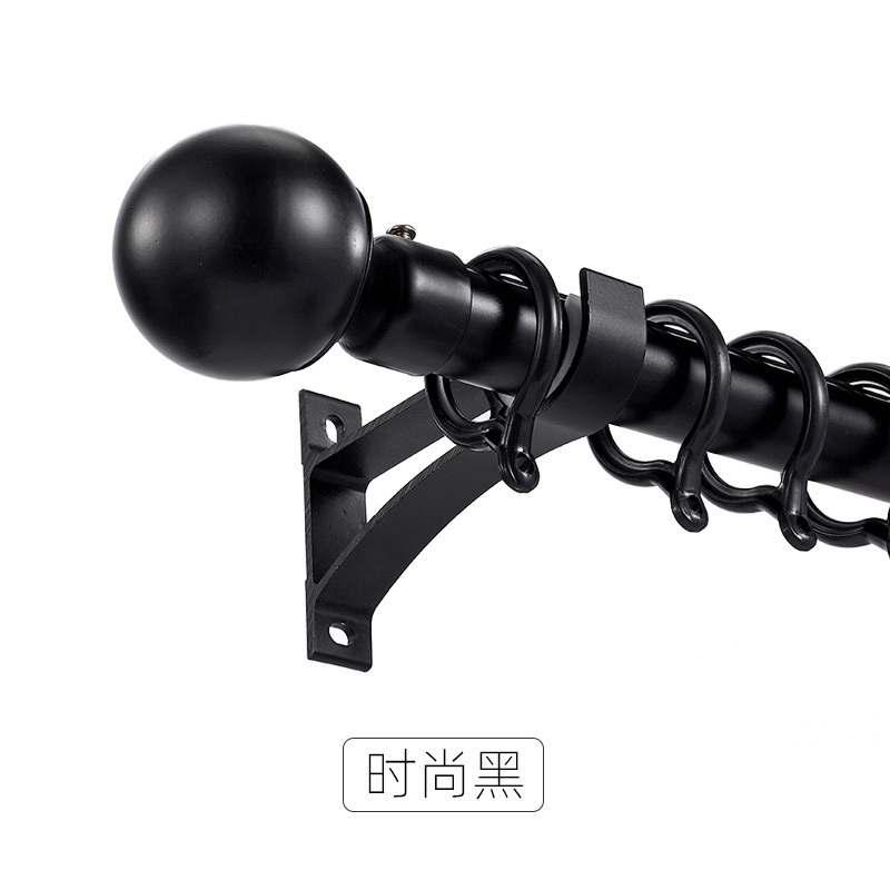 添福运 罗马杆窗帘杆加厚铝合金窗帘杆黑色白色罗马杆单杆双杆窗帘轨道单杆窗帘杆子支架侧装顶装窗帘支撑杆