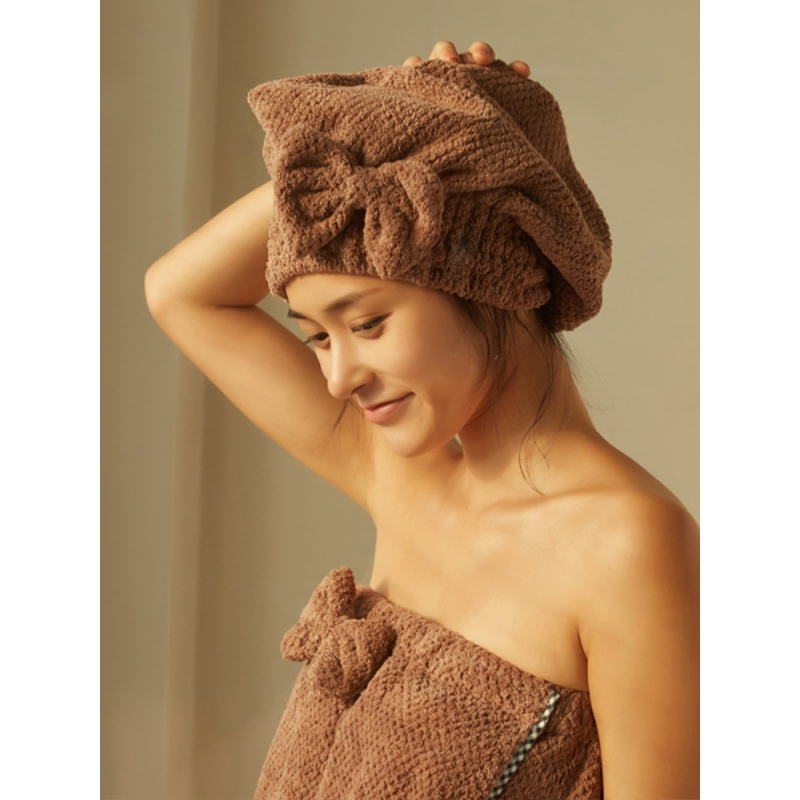 干发帽女吸水速干头发毛巾包头巾格纹浴帽可爱韩国长发干发巾三维工匠