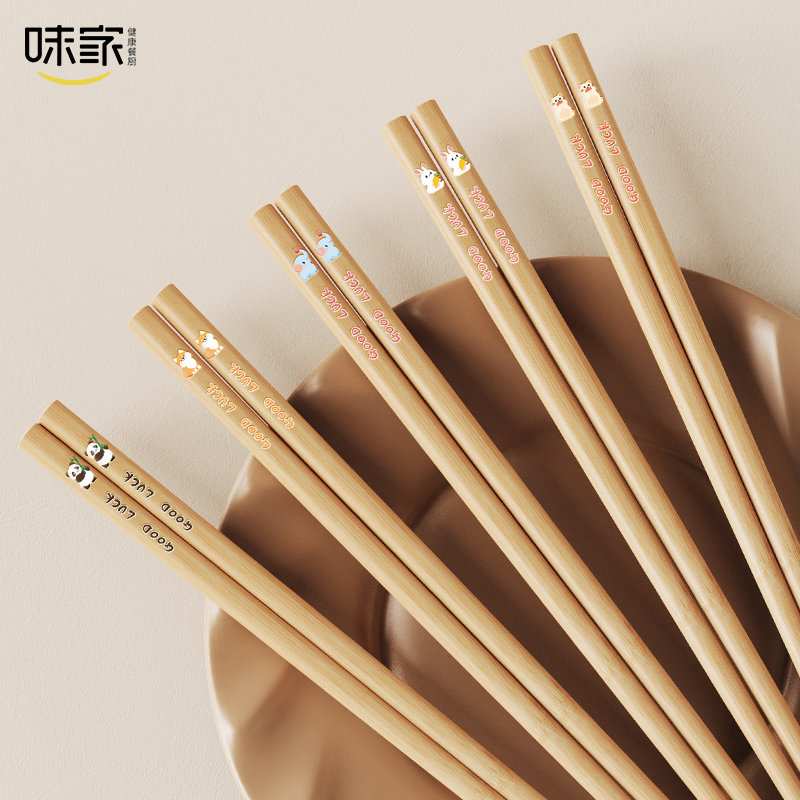 味家彩绘动物系列竹筷子高清大图