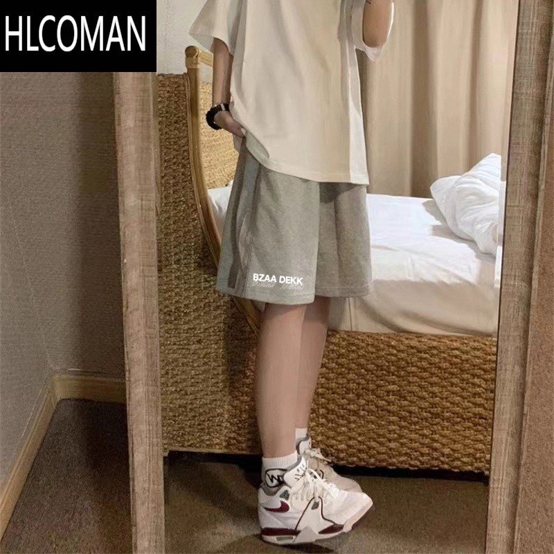 HLCOMAN夏季薄款美式黑色五分短裤男潮牌高街休闲宽松运动阔腿中裤子
