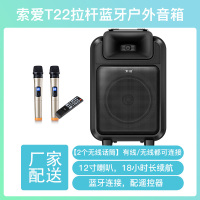索爱(soaiy)户外拉杆音箱无线话筒k歌便携12吋唱歌蓝牙家用摆摊大功率音量广场舞音响T22[带2个无线话筒]