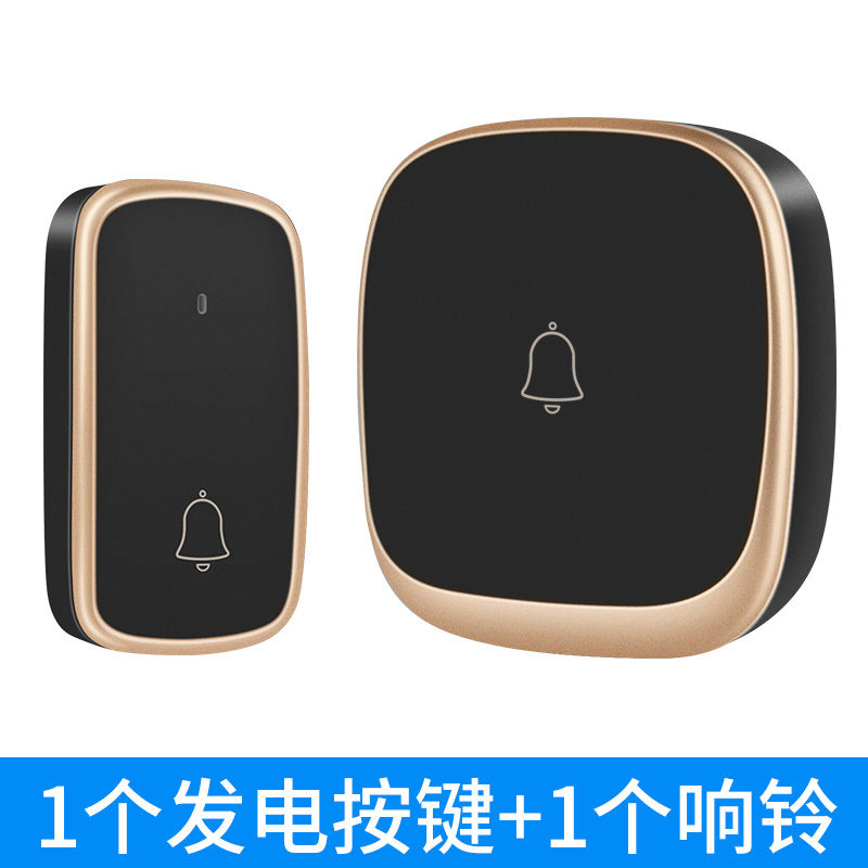 黑色金边[1个自发电按钮+1个响铃] 侨飞自发电门铃无线家用一拖二超远距离智能电子遥控老人呼叫器