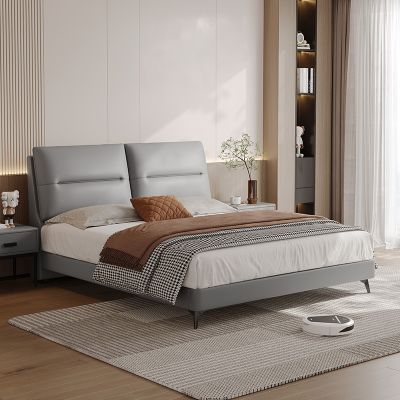 【CBD】SNZY-大公子现代简约齐边皮床架 冰川灰TP14 180*200