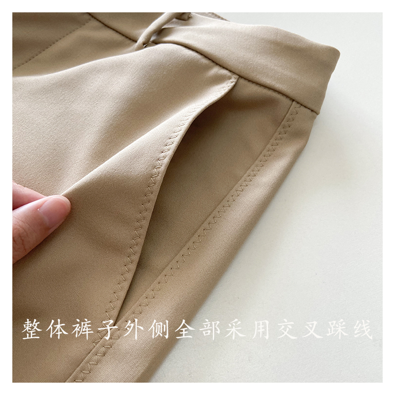 艳如飞白色高端西装裤女修身九分裤高腰显瘦休闲烟管裤四面弹女裤休闲裤