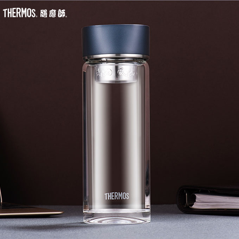 膳魔师(THERMOS)玻璃杯单层大容量男女商务泡茶杯带茶隔水杯 黑色膳魔师(THERMOS)玻璃杯