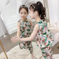 2019新款女童夏装时尚中大儿童时髦超洋气潮衣套装女孩雪纺两件套