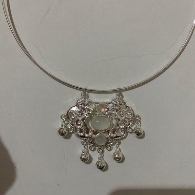 银色基础款平安长命锁汉服璎珞男女古风项链长命锁贾宝玉铃铛项圈项链