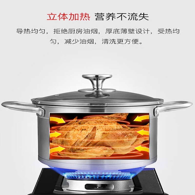 康巴赫 欧式不锈钢汤锅22cm TOUC22A1高清大图