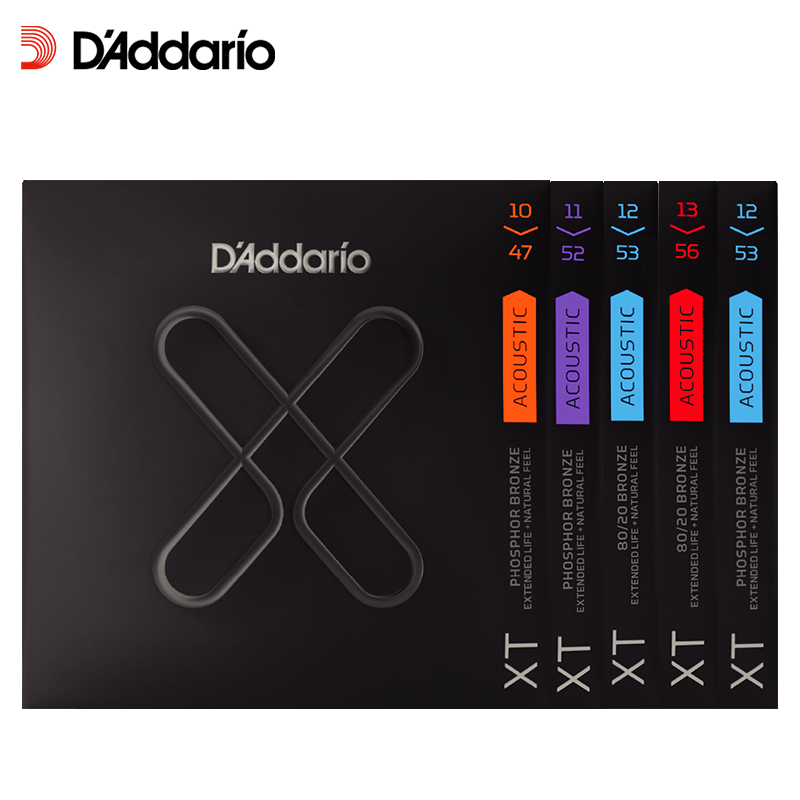 达达里奥(D'Addario)XTAPB1253 磷铜民谣吉他琴弦防锈镀膜 手感适中12-53美产原装进口【升级版】