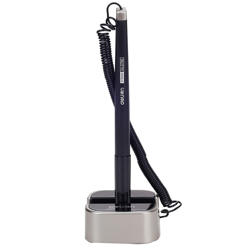 得力柜台中性笔 可180度旋转台笔/签字笔 黑色笔芯6796中性台笔 24支-灰色