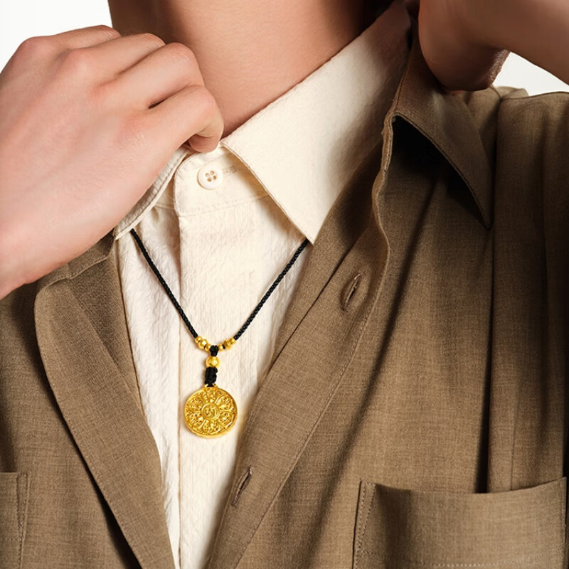 周大福传承藏蕴传承足金黄金吊坠寓意顺意莲连计价工费2080元f226541