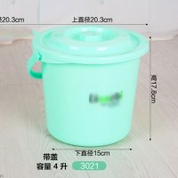 [迷你版 绿色带盖4升]加厚塑料桶美工桶带盖小水桶小桶杂物桶收纳桶塑料水桶简约创意生活日用家居清洁用品