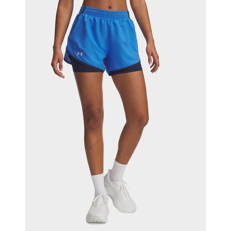 安德玛(under armour)女式运动短裤2in1轻便透气排汗舒适休闲健身裤