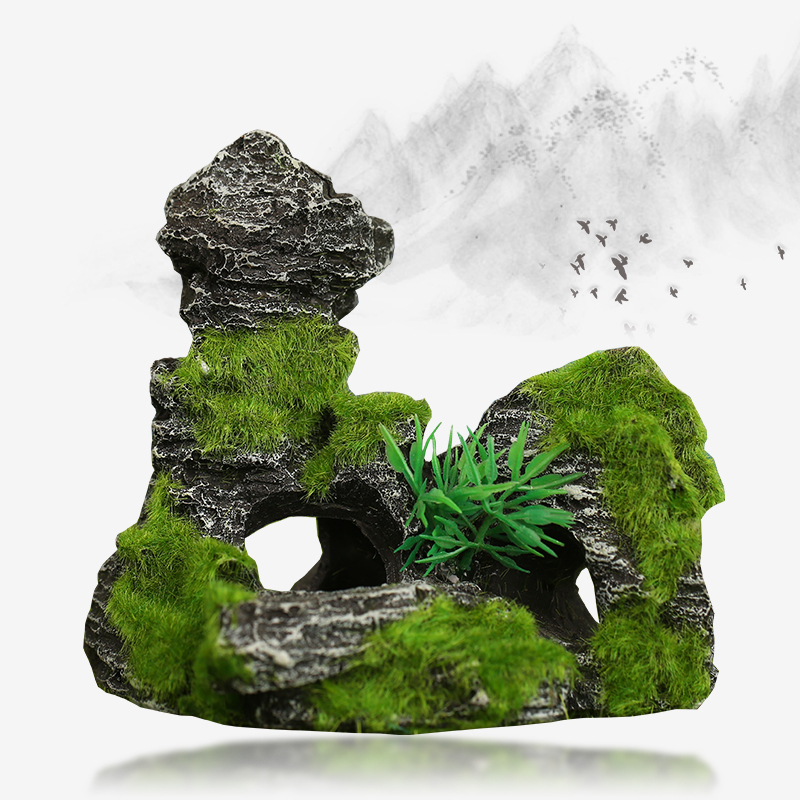 鱼缸树脂假山摆件假山山峰石水族箱装饰造型造景鱼缸布景假山石头高清大图