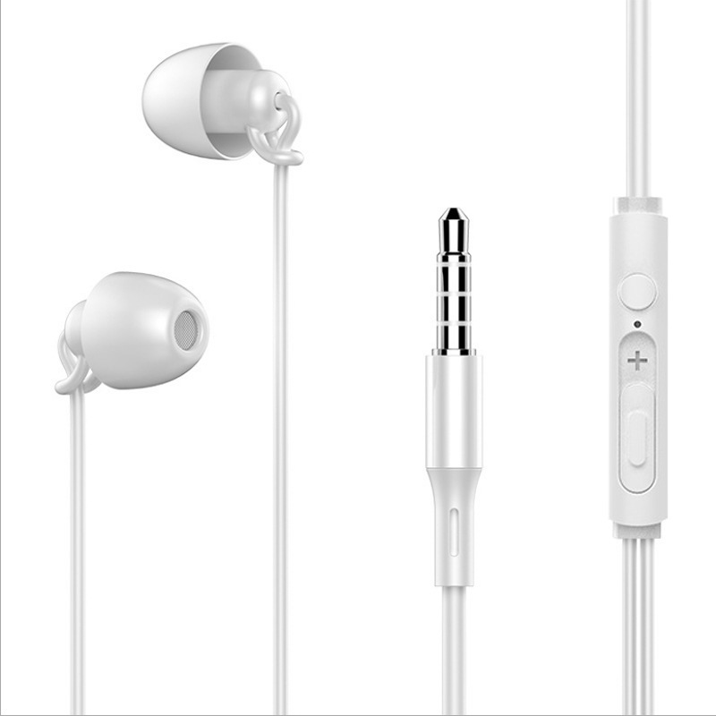 A5睡眠耳机 手机有线耳机 HiFi软硅胶侧睡隔音不压耳入耳式手机耳机带麦通用苹果安卓小米华为平板手机 白色高清大图