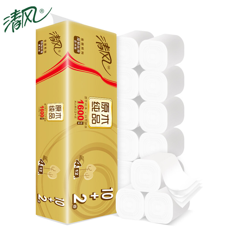清风 原木金装4层134克/卷*12卷 无芯卷纸 B01CDSJ3