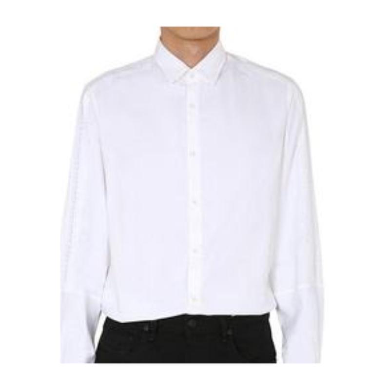 雨果博士 hugo boss 24秋冬新款棉制翻领男士白色徽标长袖衬衫