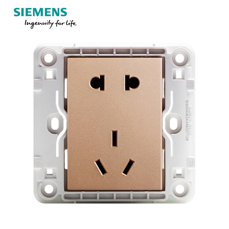 西门子(SIEMENS)开关电源插座面板悦动香槟金五孔USB一开带16A空调86型家用墙壁