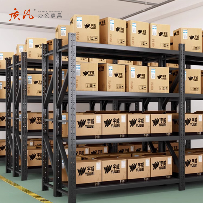 质凡 仓库货架置物架展示架黑色轻型承重200kg 1500*400*2000高清大图