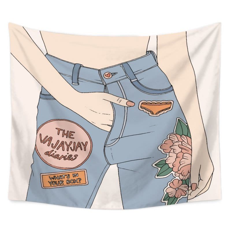 美帮汇欧美鲜花墙面装饰背景布布艺墙挂布挂毯床头卧室房屋遮挡 图四 绒布150高*230宽厘米(横款)图片