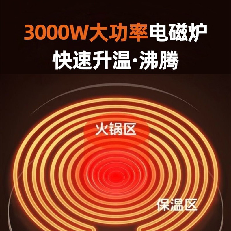 半球暖菜板火锅旋转盘圆形多功能家用加热保温饭菜 90cm白色电磁炉2200W+暖菜+电动旋转 ZY-GF8638高清大图