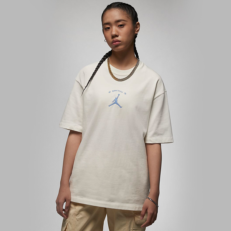 nike耐克女子t恤夏新款运动休闲短袖针织衫纯棉刺绣fj7710-133