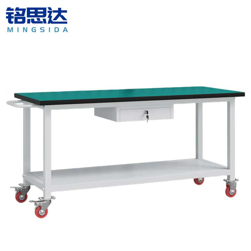 铭思达轻型防静电工作台 双层150*60*75cm（带轮）张