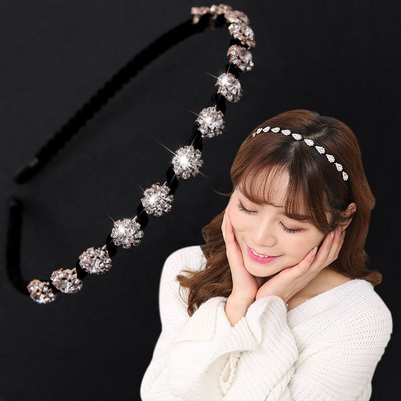 韩版发饰甜美水钻发箍细发卡发带头饰简约压发洗脸宽边女学生头箍603