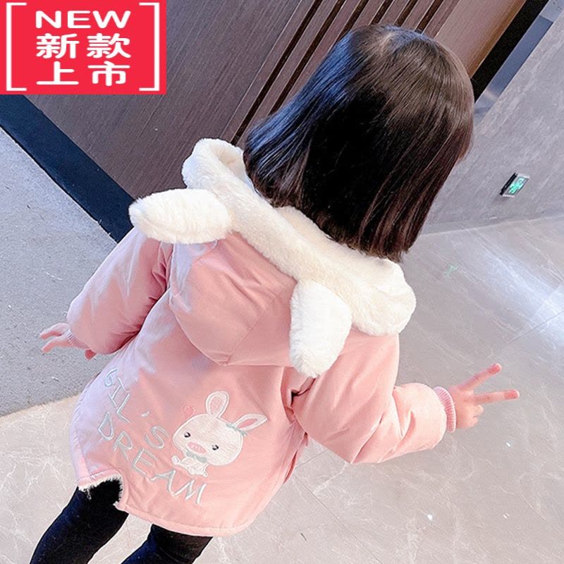 可莉允女童冬装棉服2022新款小童儿童装棉衣女宝宝加绒棉袄秋冬连帽外套图片
