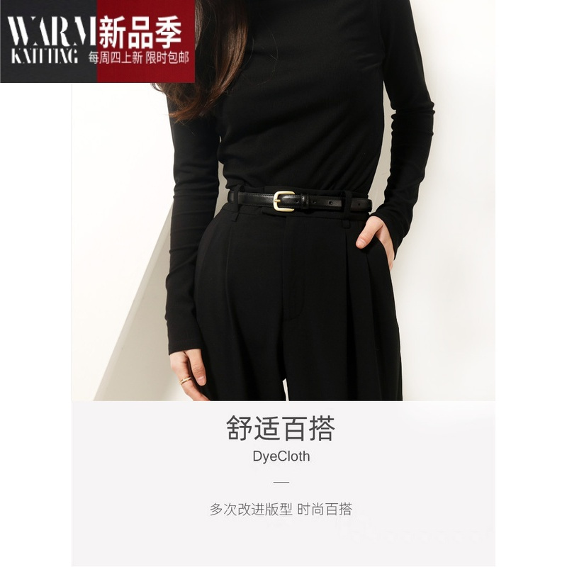 shanchao皮带女士时尚夏季百搭腰带女装饰高级感牛仔裤带细韩版潮黑色