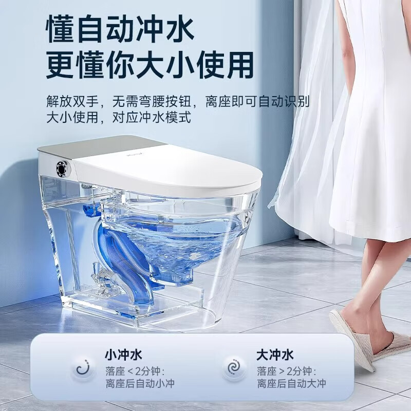 惠达(HUIDA)-S600系列 智能马桶带水箱泡沫盾翻盖翻圈家用卫生间虹吸式马桶 零水压 脚感冲水高清大图