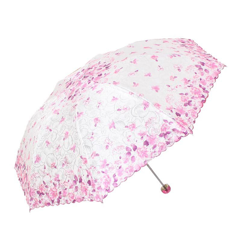 天堂伞 提花丝印莲花仙子三折超轻晴雨伞太阳伞 3383E高清大图