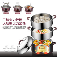 小熊（Bear）电蒸锅 家用多功能双层不锈钢蒸笼 三层大容量电火锅 智能预约定时电煮锅电热锅 8L DZG-A80A1