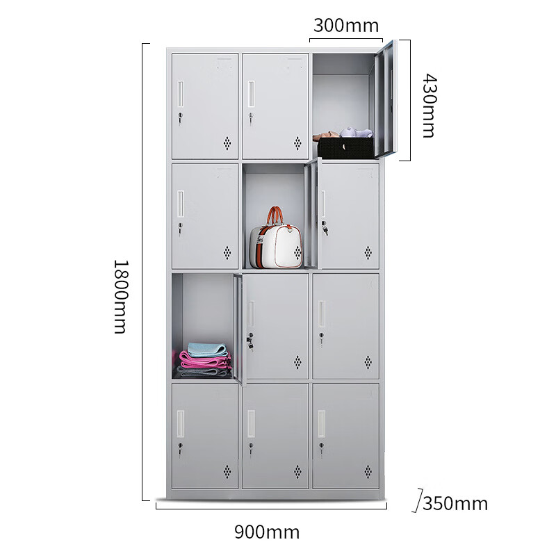 戴劲201不锈钢更衣柜员工宿舍储物柜多门鞋柜换衣柜碗柜十二门高清大图