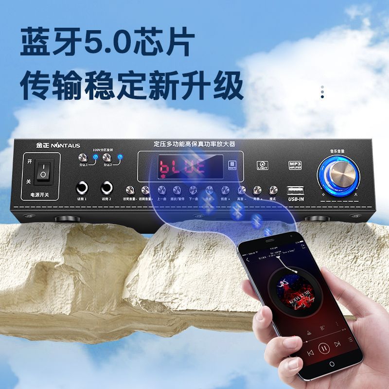 金正定压吸顶音响[蓝牙功放+5吋全频音箱*2 开孔150]商铺店铺蓝牙吊顶喇叭室内客厅装修用嵌入式天花板背景音乐公共广播高清大图