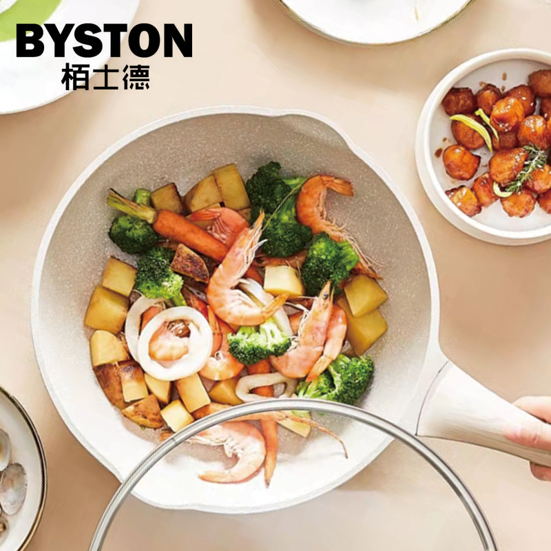 栢士德BYSTON铝合金克丽普不沾煎锅 燃气炉微波炉通用煎锅24CM BST-1040高清大图