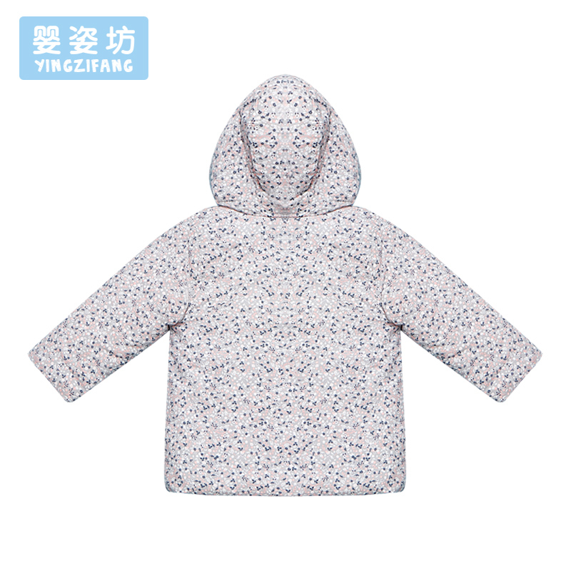 婴姿坊童装女童连帽中长款外套宝宝冬装棉服保暖儿童厚衣服