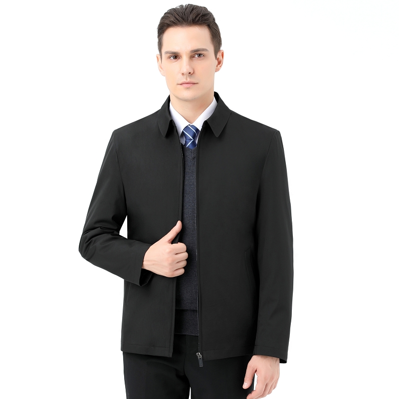 免费试穿 可拆卸内胆 春秋季高档羽绒棉服可加厚棉衣中年冬款大码棉服中老年男士加厚夹克外套大码爸爸装翻领高清大图