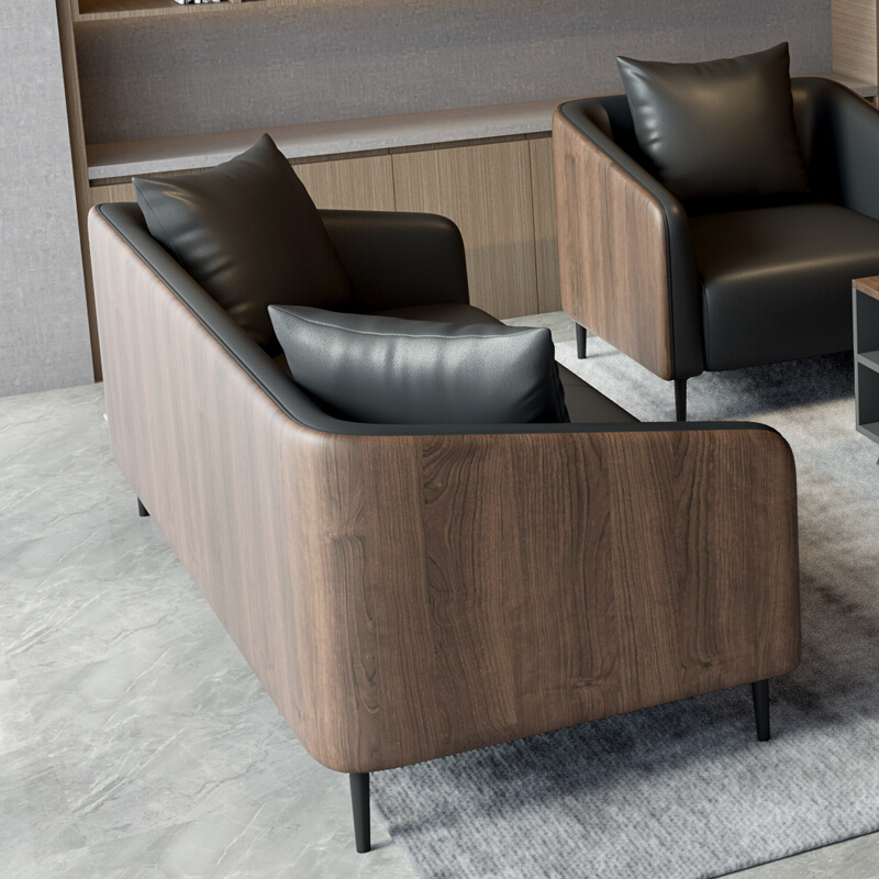 鑫金虎办公沙发现代简约会客接待办公室沙发三人位皮质商务休闲沙