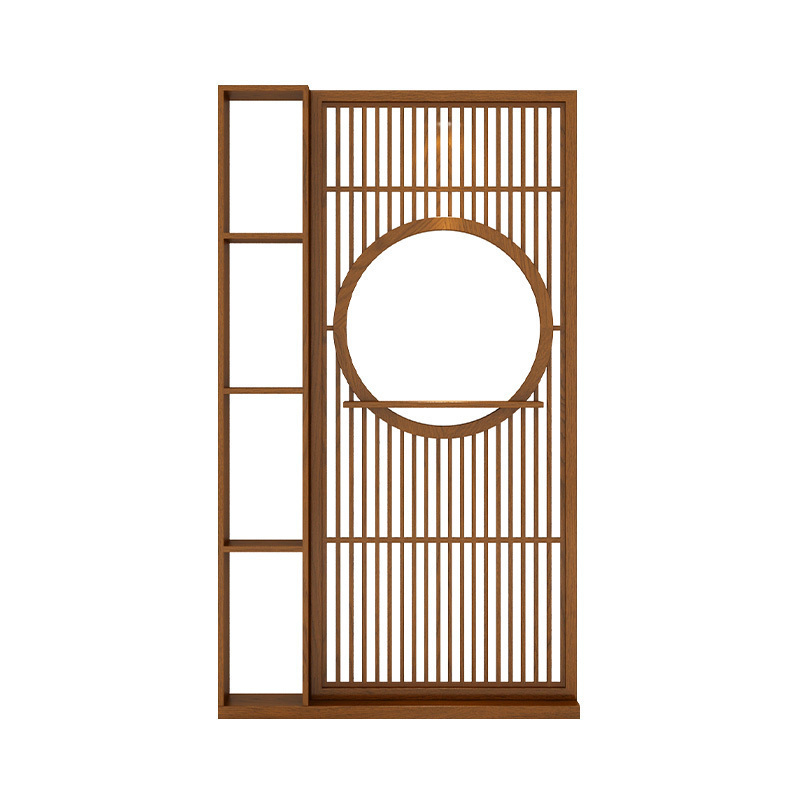 中式实木屏风隔断墙客厅创意玄关置物架办公室内家用定制座屏栅栏 100cm*220cm高*20cm厚_65_23