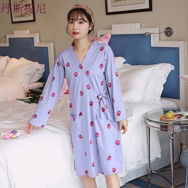 日式和服睡袍女春秋睡裙少女夏季甜美可爱家居服短袖纯棉薄款睡衣