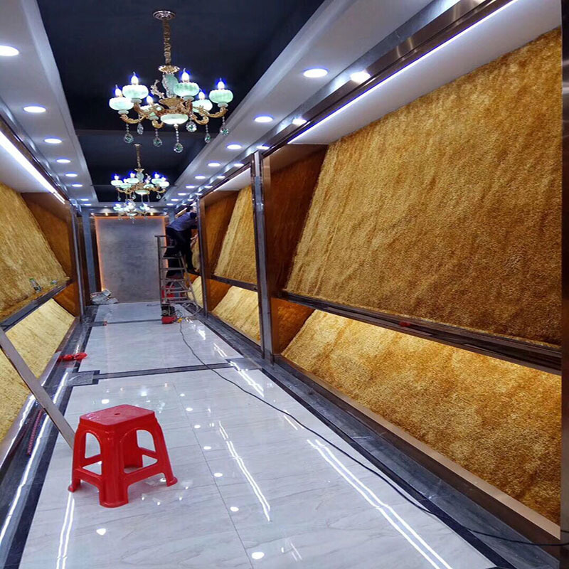 瓷砖店展厅背景装饰地毯客厅沙长毛亮丝地毯加密定制床边毯地垫