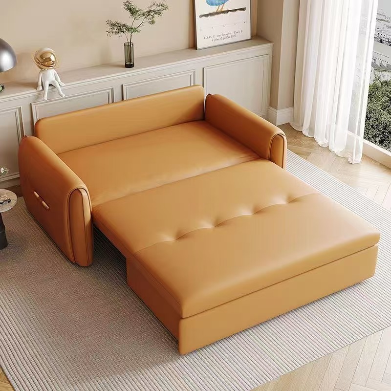 景山百岁 智能电动沙发床两用折叠防猫爪布真皮多功能卧室小户型双人伸缩床高清大图