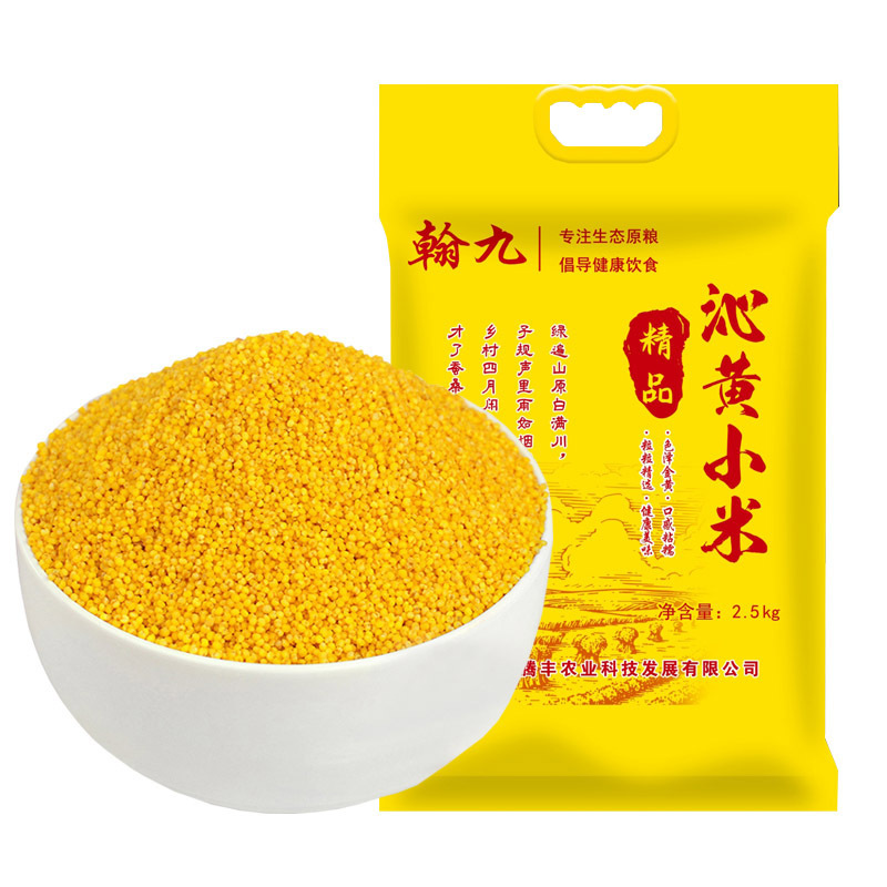 翰九 沁黄小米 2.5kg 全新沁黄小米 月子小米 五谷杂粮 粗粮 杂粮 粮油 粥伴侣 国产食品 真空包装