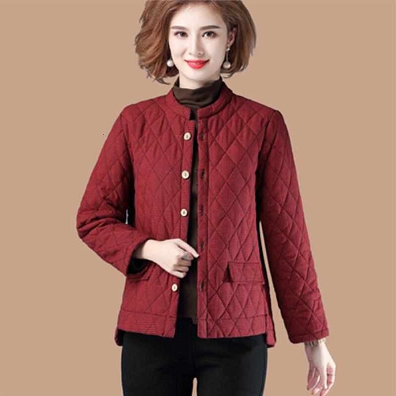 迪鲁奥（DILUAO)羽绒服2021新款冬装洋气小中老年人女中年妈妈秋冬外套_618 XL 纽扣红色