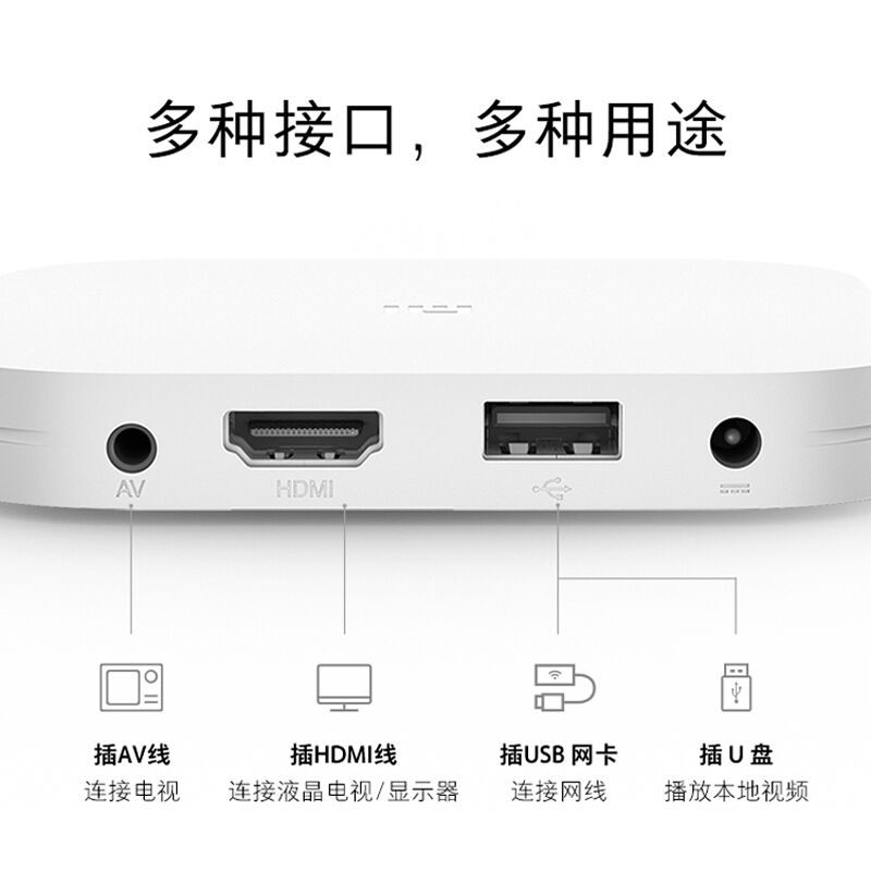 小米(MI)小米盒子4 智能网络电视机顶盒 4K电视 H.265硬解 安卓网络盒子 高清网络播放器 白色