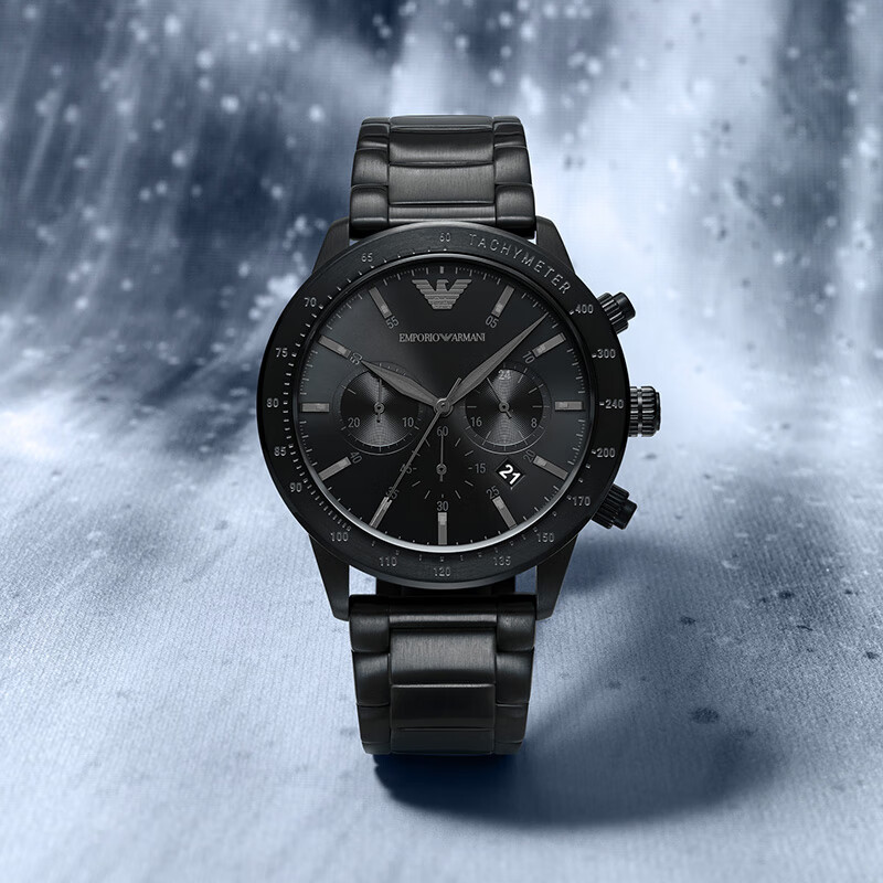 阿玛尼(emporio armani)手表男表 钢带休闲商务经典绿水鬼腕表 送男友