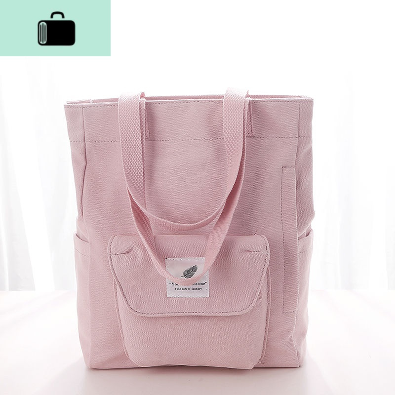 帆布包女单肩简约布袋韩版帆布袋ins日系学生书包文艺白色手提包new